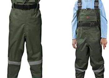 HISEA Kids Chest Waders Youth Fishing Waders for Toddler Children Waterproof Hunting Waders with Boots & Reflect Safety Band