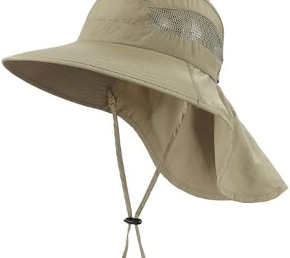 Home Prefer UPF50 Wide Brim Kids Sun Hat Neck Flap Boys Girls Sun Protection Hat for Beach Fishing