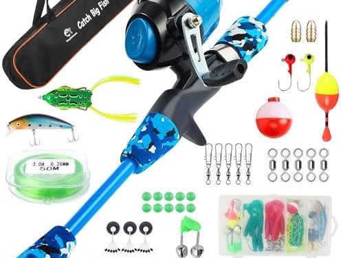 Kids Fishing Pole Kit Set，Portable Telescopic Fishing Rod and Reel Combo Full Kits for Boys, Girls, Beginner, Youth