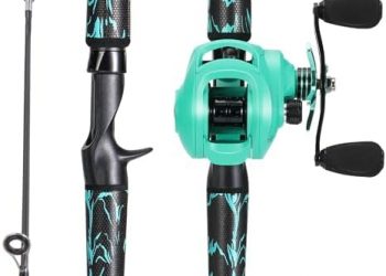 One Bass Fishing Rod and Reel Combo, IM6 Graphite 2Pc Blank Baitcasting Combo with SuperPolymer Handle
