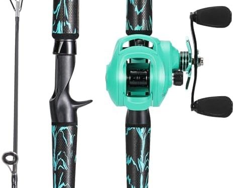 One Bass Fishing Rod and Reel Combo, IM6 Graphite 2Pc Blank Baitcasting Combo with SuperPolymer Handle