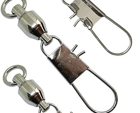 Fishing Ball Bearing Swivels Interlock Snap High Strength Solid Ring Barrel Swivels Safety Clips Saltwater Freshwater Fishing Tackle Leader Lure Jigs Line Fishing Connector Pack of 25