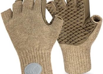 KastKing Bully Wooly Fingerless Wool Fishing Gloves, Cold Weather Warm Glove for Ice Fishing, Winter Gloves for Women & Men