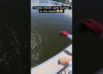 Monster Fish + treble hook gets BURIED in his HAND! #floridafishing