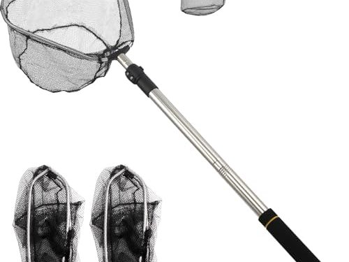 Fishing Landing Net, Fishing Net with Handle for Fishing with Splicing Extension Pole Handle Sturdy Stainless Steel Tubes Comfortable Sponge Handle