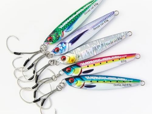 OCEAN CAT Jig Slow Pitch Jigs Flat Fall Jigging Lures Sinking Jig Lead Metal Jig Baits with Hook for Saltwater Fishing