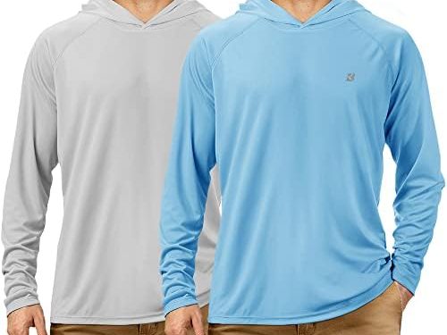Roadbox UPF 50+ Fishing Shirts for Men Long Sleeve UV Sun Protection Hoodie with Mask/Non-Mask Outdoor Hiking Shirts