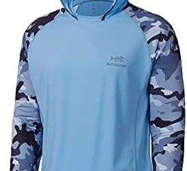 BASSDASH Men’s UPF 50 Performance Fishing Shirt Cooling Hoodie Camo Long Sleeve FS17M