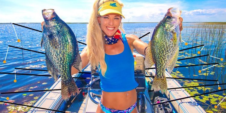 GIANT CRAPPIE Fishing with 15+ Fishing Rods! HOW TO Catch Crappie Lake Okeechobee, FL
