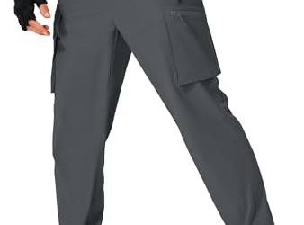 Men’s Hiking Pants Cargo Lightweight Quick Dry Elastic Waist Golf Joggers with Zipper Pockets Water Resistant