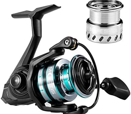 Mifine Fishing Reels Spinning with Spare Aluminum Shallow Spool, Ultralight Open Face Saltwater Freshwater Reel Size 1000-4000