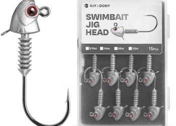 Swimbait Jig Heads with Stacked Cone Keeper, Minnow Style Eye Fishing Jighead 3/16 1/4 3/8 1/2oz (15 PCs)
