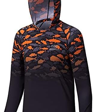 BASSDASH Youth UPF50+ Performance T Shirt with Hood Long Sleeve Fishing Hiking Sun Shirt FS03Y