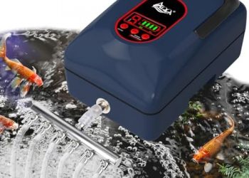 AQQA Aquarium Air Pump,AC/DC Battery Air Pump for Pond Fish Tank,9 Gear Adjustable Air Volume,IPX6 Waterproof Rechargeable Bubbler Aerator for Outdoor Fishing Breed Aquatics