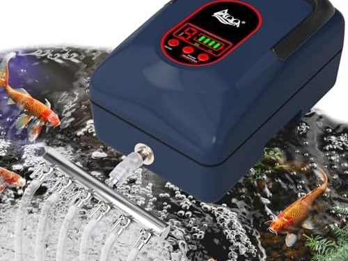 AQQA Aquarium Air Pump,AC/DC Battery Air Pump for Pond Fish Tank,9 Gear Adjustable Air Volume,IPX6 Waterproof Rechargeable Bubbler Aerator for Outdoor Fishing Breed Aquatics