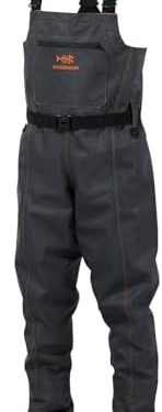 BASSDASH Men’s Denim Breathable Chest Waders Waterproof Durable Lightweight Stocking Foot for Fishing Hunting ATV Riding