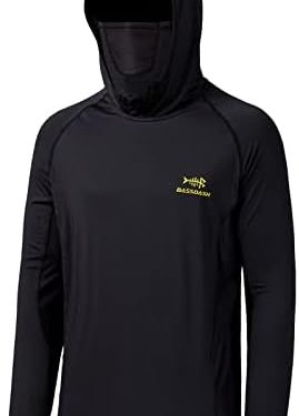 BASSDASH UPF 50+ Men’s Long Sleeve Fishing Shirt with Mask UV Neck Gaiter Hoodie