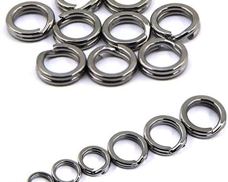 JSHANMEI 100pcs Fishing Split Rings Stainless Steel Lure Rings Hyper Wire Split Rings for Lures Heavy Duty Flattened Saltwater Terminal Tackles Fishing Lure Solid Rings Connector Snap Rings