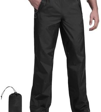 33,000ft Packable Rain Pants for Men Waterproof Hiking Pants Lightweight Rain Pants Outdoor Windproof Pant for Golf, Fishing