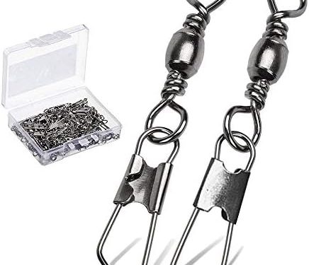 AMYSPORTS Stainless Steel Snap Swivel Saltwater High Strength Snaps Fishing Barrel Line Connector Fishing Swivels Barrel Safety Snap Fishing Tackle Stainless Steel Accessories