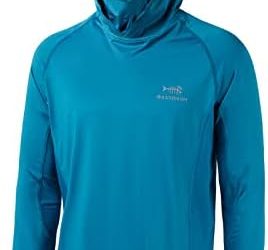 BASSDASH UPF 50+ Men’s Long Sleeve Fishing Shirt with Mask UV Neck Gaiter Hoodie