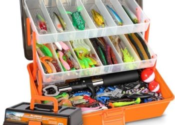 PLUSINNO Large 3 Layers Tackle Box with Tackle Included, 415Pcs Fishing Lures Kit Contains Pliers, Crankbait, Hooks, Weights & Accessories, Comprehensive Bait Lure Gear Gifts for Men Bass Freshwater