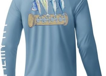 Palmyth Mens Fishing Shirts Sun Protection T-Shirts UV UPF 50+ Long Sleeve Rash Guard Tee