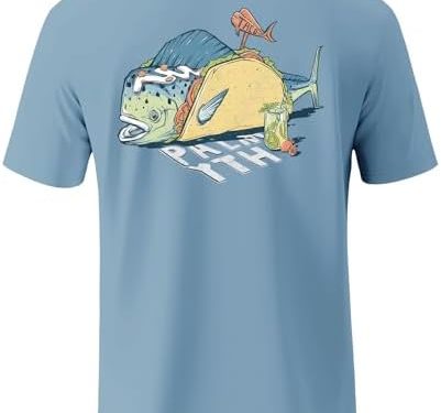Palmyth Mens Fishing Shirts Short Sleeve UPF 50+ T-Shirt UV Sun Protection SPF Tee Quick Dry
