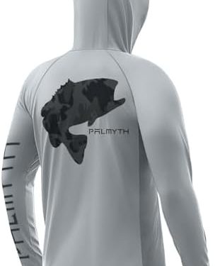 Palmyth Fishing Hoodie for Men Long Sleeve with Mask Sun Protection UV UPF 50+ Shirts Neck Gaiter