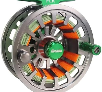 Aventik FLK II Fly Fishing Reel Aluminum Trout 3/5, 5/7, 7/9wt Large Arbor Freshwater Fly Reel with Line.