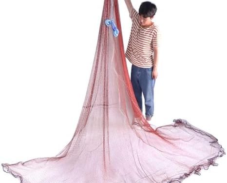 Fishing Nets Tire Lines Handmade Throw Net Saltwater Ideal Fishing Choice 4FT to 12FT(Radius) Casting Net 1/2 Inch(Mesh)