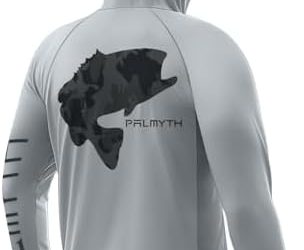 Palmyth Fishing Hoodie for Men Long Sleeve with Mask Sun Protection UV UPF 50+ Shirts Neck Gaiter