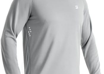 Roadbox Men’s UPF 50+ Swim Rash Guard, Long Sleeve UV Sun Protection SPF Water Shirts Quick Dry for Outdoor Fishing Hiking
