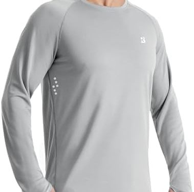 Roadbox Men’s UPF 50+ Swim Rash Guard, Long Sleeve UV Sun Protection SPF Water Shirts Quick Dry for Outdoor Fishing Hiking