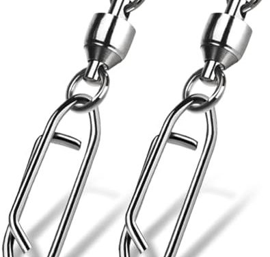 9KM DWLIFE Fishing Swivels & Quick-Change Clips Pro Saltwater 360° Spin Stainless Steel Snap Swivels for Lure/Bait Heavy-Duty Corrosion-Proof 25Pcs