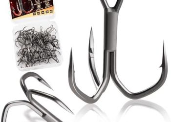 Dovesun Fishing Treble Hooks 3X Strong Professional V Triple Fishing Hooks for Saltwater Freshwater 50PCS Size #8#6#4#2