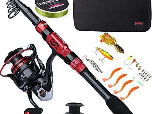 Sougayilang Telescopic Fishing Rod Combos with Protable Fishing Pole Spinning Reels Fishing Carrier Bag for Travel Saltwater Freshwater Fishing