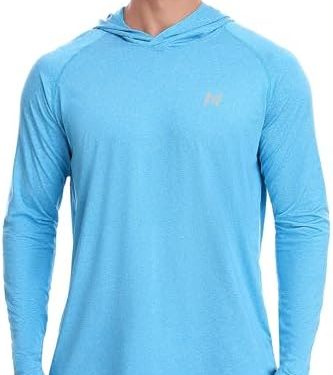 isnowood Mens UPF 50+ Fishing Shirts, Long Sleeve Sun Protection Hoodie, UV Rash Guard Shirt for Running Workout Hiking