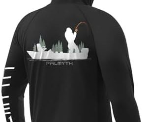 Palmyth Fishing Shirts for Men Long Sleeve Sun Protection Hoodie with UV UPF 50+ Neck Gaiter