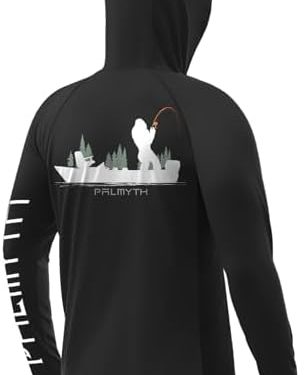 Palmyth Fishing Shirts for Men Long Sleeve Sun Protection Hoodie with UV UPF 50+ Neck Gaiter