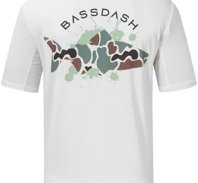 BASSDASH Men’s Graphic T-Shirts Short Sleeve Fishing Shirt UPF 50+ Moisture Wicking UV Sun Protection FS36M