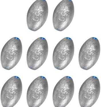 BLUEWING Egg Sinkers Fishing Weights Oval Shaped Fishing Sinkers Lead Fishing Sinker for Saltwater Fishing，1/8 oz to 7 oz