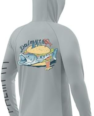 Palmyth Fishing Shirts for Men Long Sleeve Sun Protection Hoodie with UV UPF 50+ Neck Gaiter