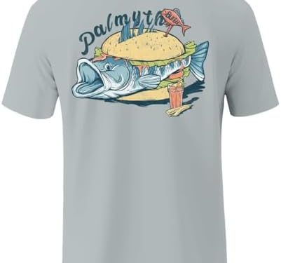 Palmyth Men’s Fishing Shirt Short Sleeve T-Shirt Sun Protection UV UPF 50+ Tee