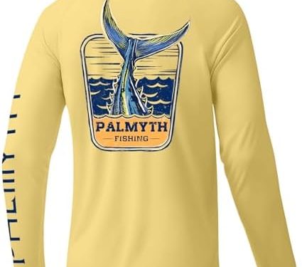 Palmyth Mens Fishing Shirts Sun Protection T-Shirts UV UPF 50+ Long Sleeve Rash Guard Tee