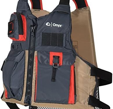 Onyx Kayak Fishing Life Jacket – U.S. Coast Guard Approved PFD with Multiple Pockets, High-Back Design & Adjustable Straps for Paddle Sports & Fishing