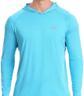 isnowood Mens UPF 50+ Fishing Shirts, Long Sleeve Sun Protection Hoodie, UV Rash Guard Shirt for Running Workout Hiking