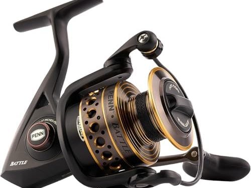 PENN Battle Spinning Reel Kit, Size 5000, Includes Reel Cover and Spare Anodized Aluminum Spool, Right/Left Handle Position, HT-100 Front Drag System