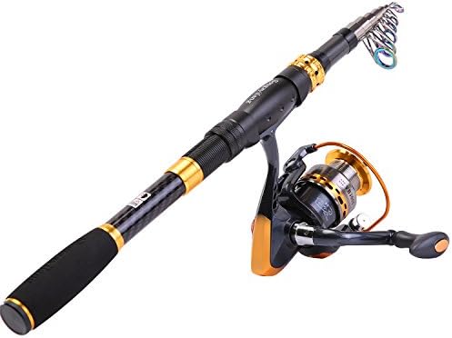 Sougayilang Fishing Rod Reel Combos Carbon Fiber Telescopic Fishing pole with Spinning Reel for Travel Saltwater Freshwater Fishing