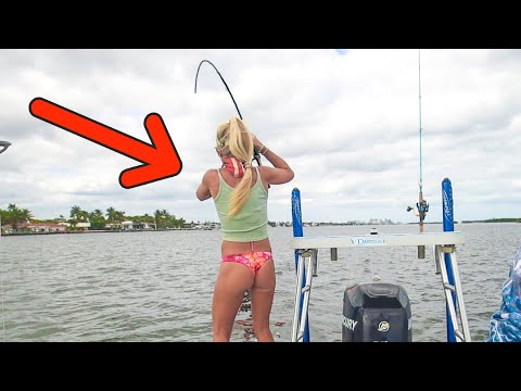Girl Catches MASSIVE Fish with TINY Bait!